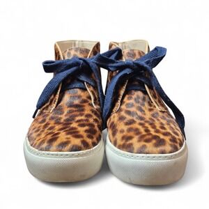 Boden Women's US 7.5 EU 38 Leopard Print Calf Hair Lace Up Sneakers‎ Casual